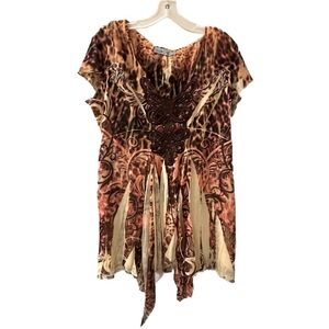 Women’s Unity World Wear Animal Print Knit Tunic Top - Size L - NWT